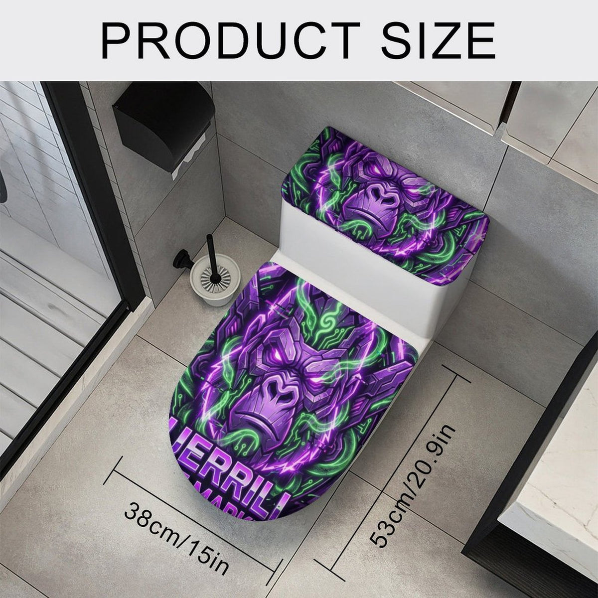 Guerrilla The Market – Cyber Gorilla 2-Piece Toilet Cover Set | Purple & Neon Green