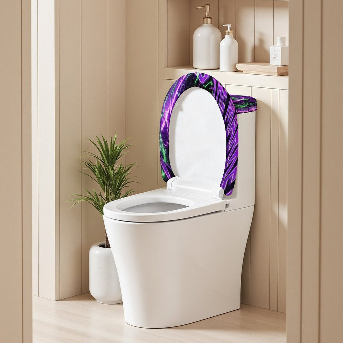 Guerrilla The Market – Cyber Gorilla 2-Piece Toilet Cover Set | Purple & Neon Green