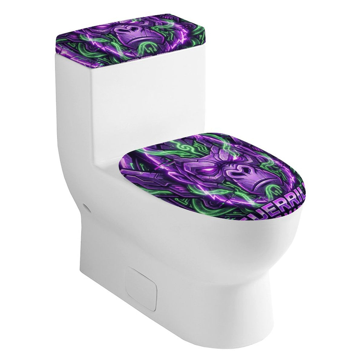 Guerrilla The Market – Cyber Gorilla 2-Piece Toilet Cover Set | Purple & Neon Green