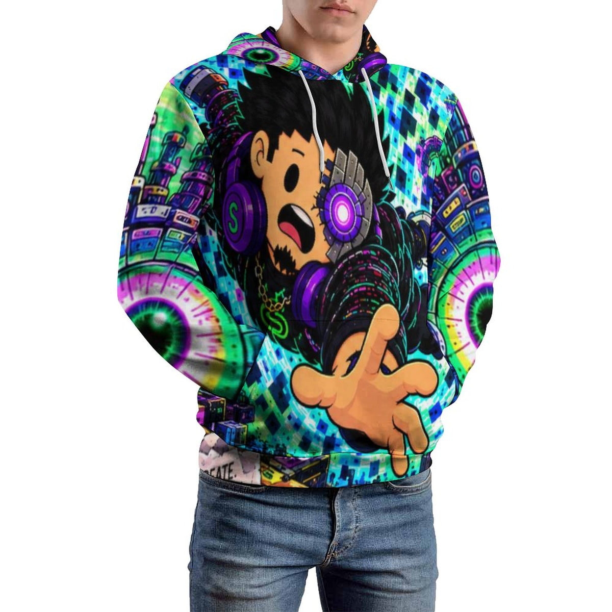Guerrilla the Market — Wear the Frequency All-Over Print Hoodie