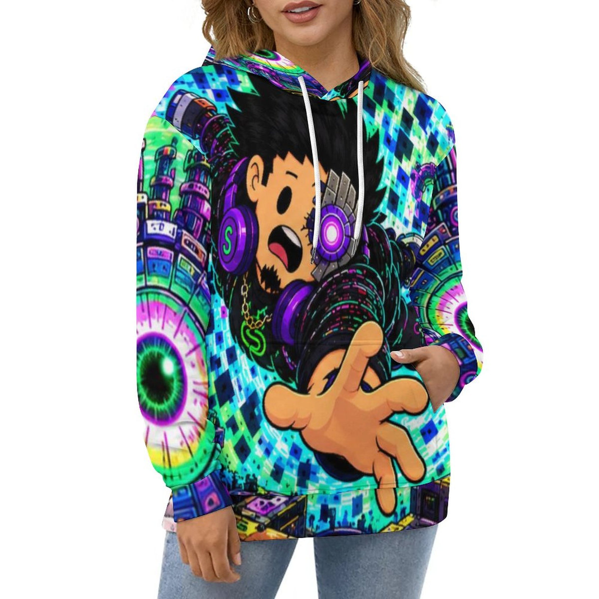 Guerrilla the Market — Wear the Frequency All-Over Print Hoodie