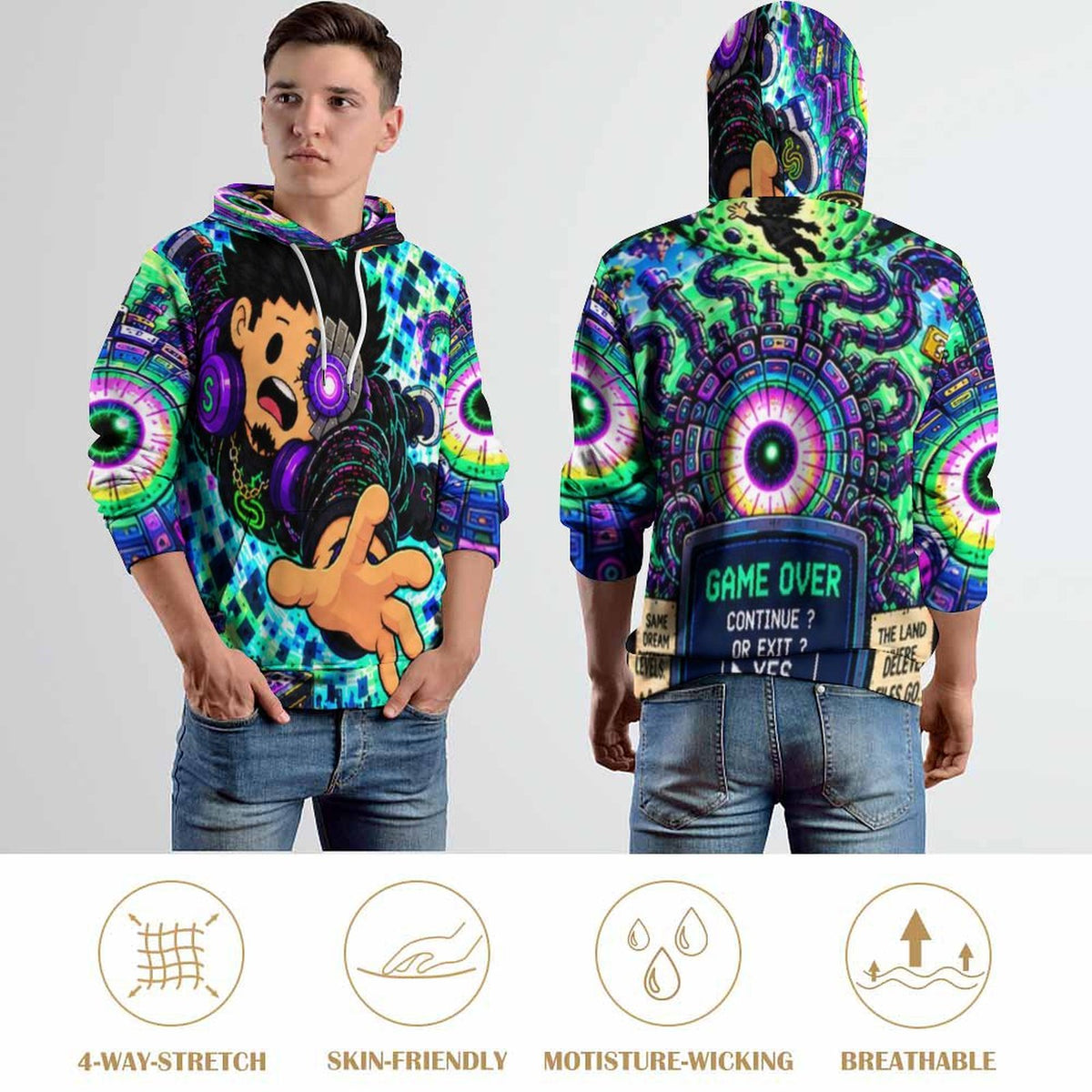 Guerrilla the Market — Wear the Frequency All-Over Print Hoodie