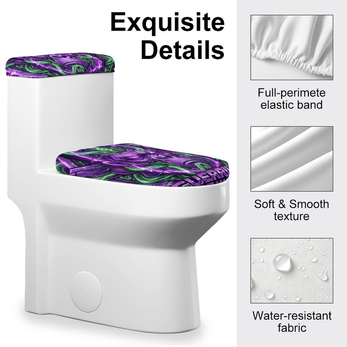 Guerrilla The Market – Cyber Gorilla 2-Piece Toilet Cover Set | Purple & Neon Green